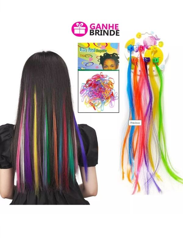 Kit 6 Mechas Cabelo Colorido Infantil Menina Atacado