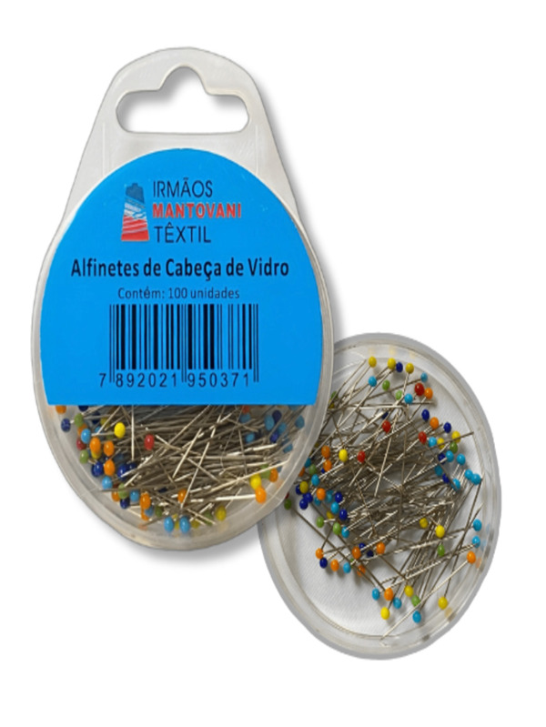 Alfinete Cabeça de Vidro Com 100 Unidades