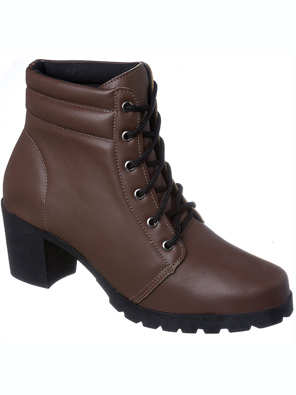 Bota Coturno Feminino Salto Grosso Tratorado Macia Ref 5000