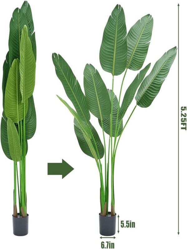 Artificial Bird of Paradise Plant 5ft Tall Fake Palm Tree with 10