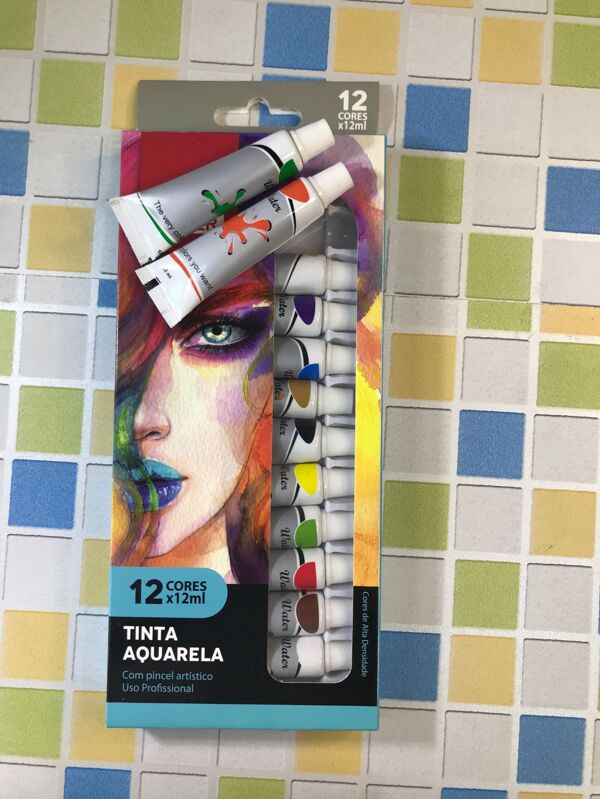 Tinta Aquarela 12 Cores Bisnaguina 12 ml Profissional