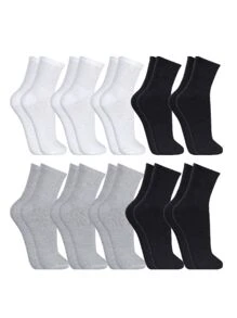 Kit 3 Pares preto e branc Meias  Alto Longa Masculina