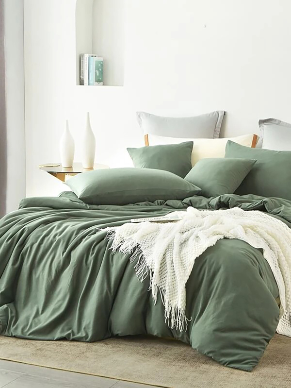 Capa de Edredom Duvet com Zíper E 2 Fronhas 400 Fios Macio Casal Queen King