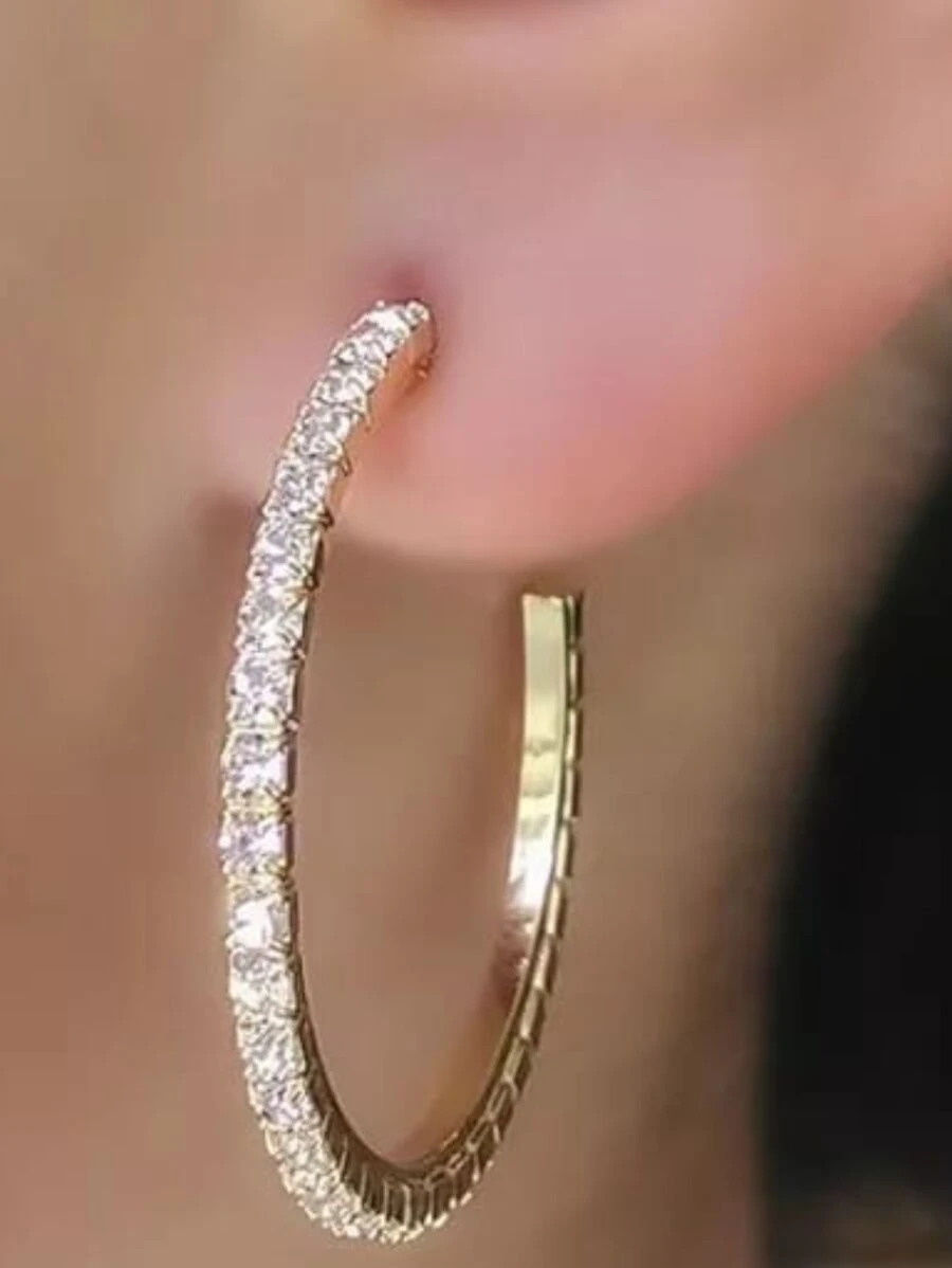 Emily Bijoux Brinco de Argola com Pedra Zircônia