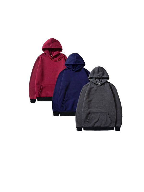 Kit 3 Blusa De Frio Moletinho Canguru Com Capuz Ajustável Confecção Oficial Reffine