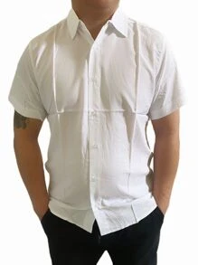 Camisa Masculina Manga curta Praia Social Slim Havaiana Barata Tecido e Viscose