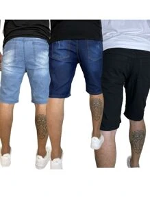 Kit 3 Bermudas Casuais Masculina Premium Com Elastano Linha Premium Shorts Dia dos Pais
