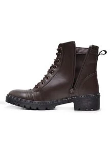 Bota Coturno Feminino Ziper Lateral Cano Medio