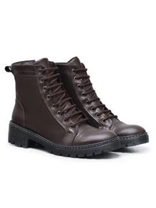 Bota Coturno Feminino Ziper Lateral Cano Medio
