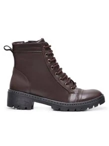 Bota Coturno Feminino Ziper Lateral Cano Medio