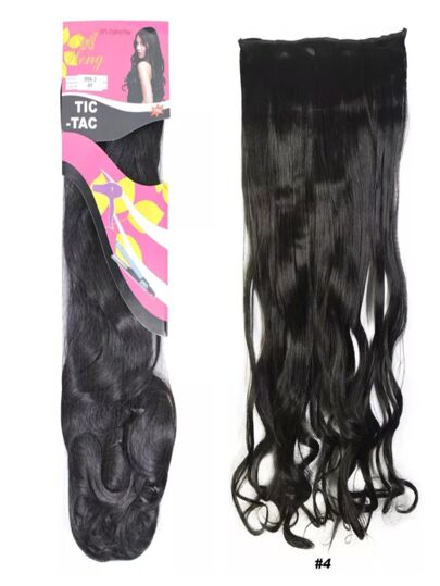 Aplique de Cabelo Tic Tac em Fibra Orgânica Castanho Medio 4# Ondulado70cm Identico Natural