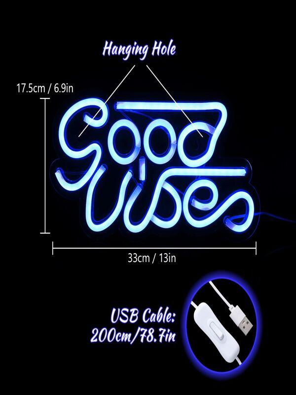 Good Vibes Neon Sign, LED Neon Signs for Wall Decor, Neon Lights