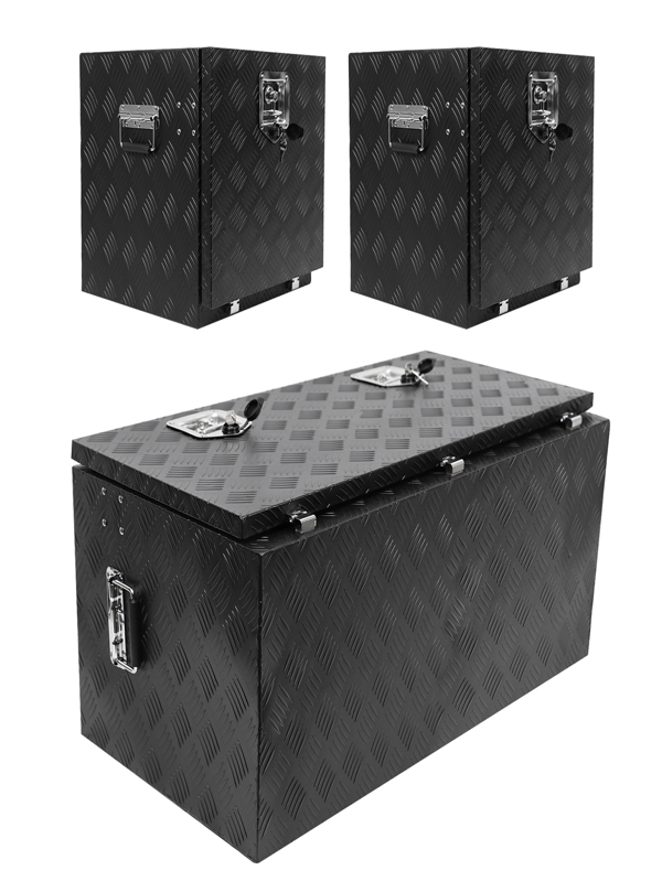 48"+2 x 18” Black Aluminum Truck Tool Box, Heavy Duty PickUp Truck Bed, Truck Bed Tool Box with