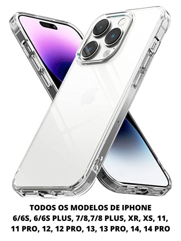 Todos Modelos De Capa Anti Impacto Transparente Para iPhone 6/6s, 7/8, XR, XS, 11 PRO, 12 PRO, 13 PRO, 14 PRO
