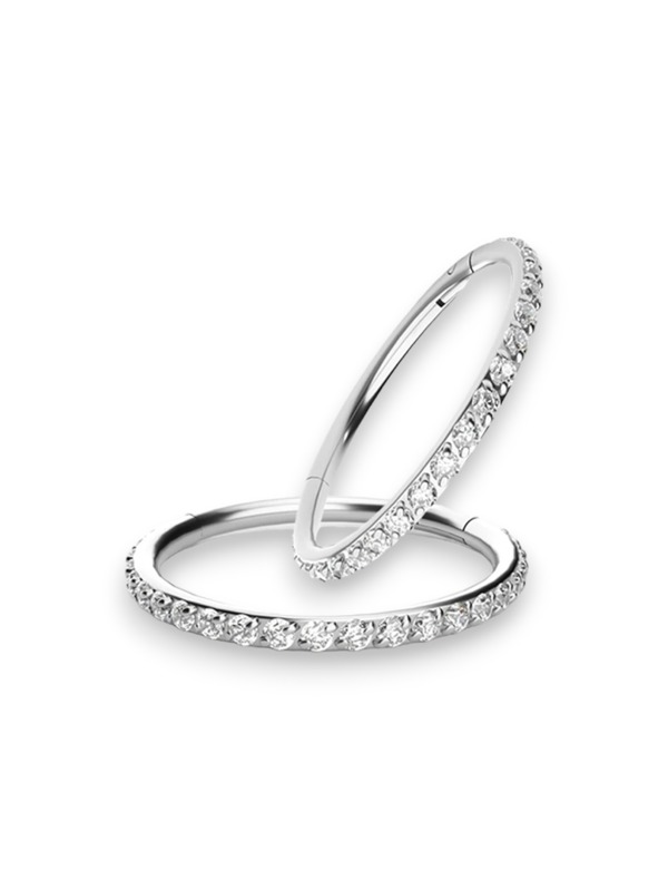 Piercing Argola Segmentada Cravejada Clicker Em Aço Cirurgico 316L Para Nariz e Cartilagem 6mm / 8mm / 10mm