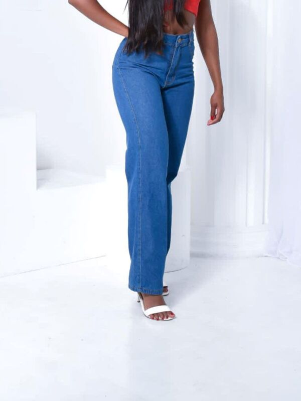 calça wide leg cor azul