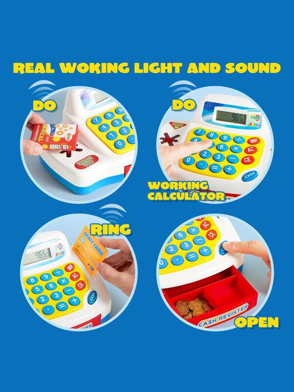 JOYIN Kids Pretend Play Calculator Cash Register Includes Play Money