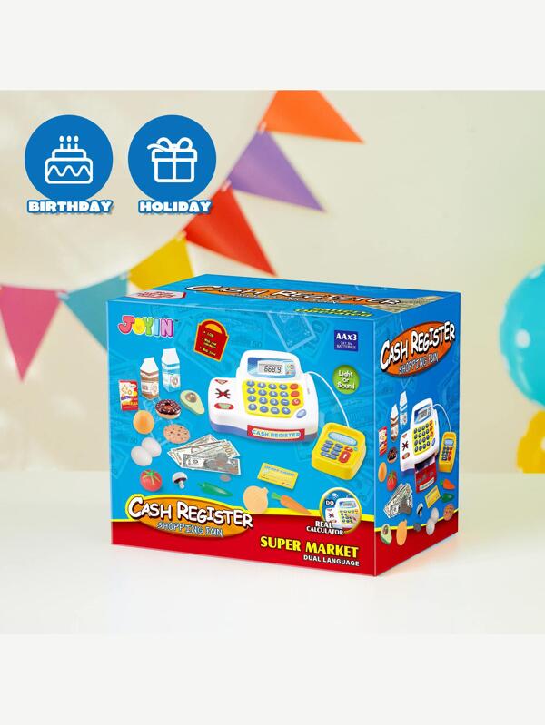 JOYIN Kids Pretend Play Calculator Cash Register Includes Play Money