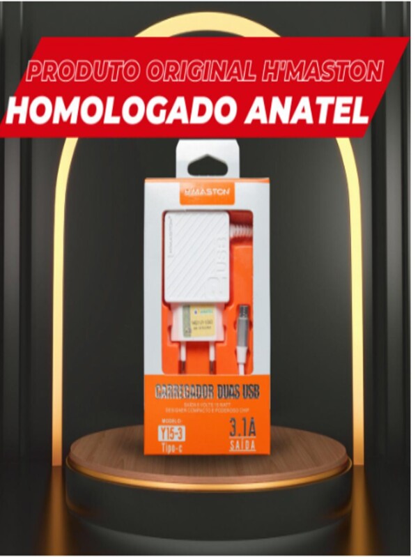 Carregador Turbo H'MASTON 3.1A Micro USB Tipo-c Cabo Original [rapido] 2 usb