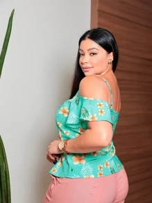 Ciganinha com alça fina estampado