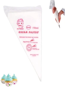 1Paquete De 100 Piezas Manga Pastelera 34cm Transparente Plástico Grado Alimenticio Para Decoración De Pasteles, Galletas, Cup Cakes Repostería Bolsa