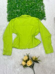 Women Denim Jackets & Coats - 青檸色 - 查看 2