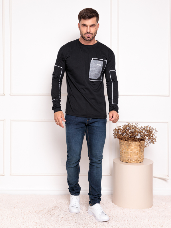 camiseta manga longa Masculino Gola  Careca