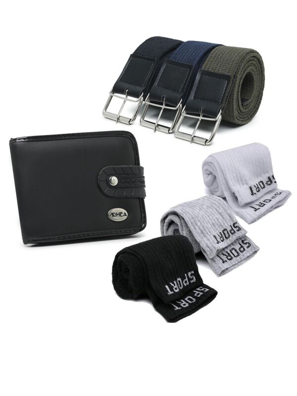 kit combo 1 carteira + 3 meia + 3 cinto promoção
