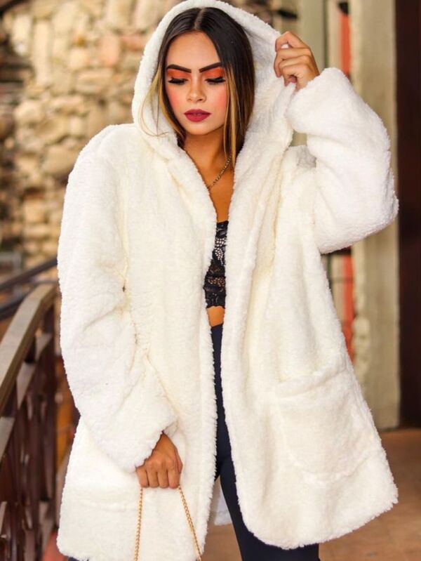 Casaco teddy longo feminino