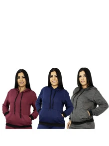 Oficial Reffine Blusa Moletinho Canguru Lisa Com Capuz Ajustavel