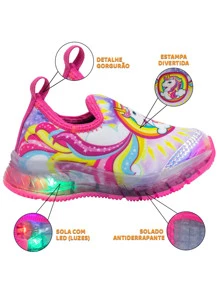 Tênis Infantil Calce Fácil Nº 20 Ao 27 Estampado Luz Led 11.93i