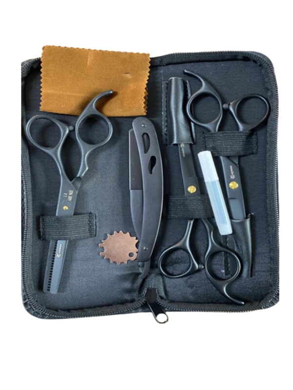 Kit 3 tesouras com estojo e navalhete completo
