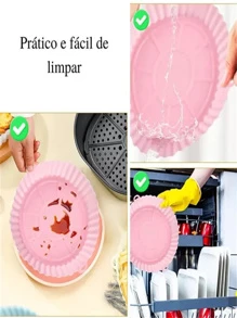 Forro PLATO Para Air Fryer De Silicone Reutilizável Antiaderente
