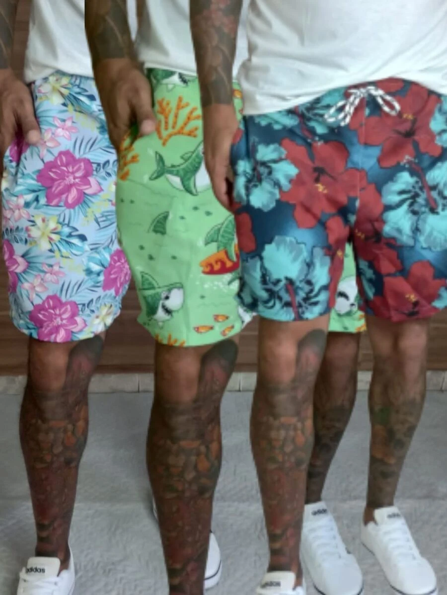 Kit 3 Peças Bermuda Short Mauricinho Estampado Masculino