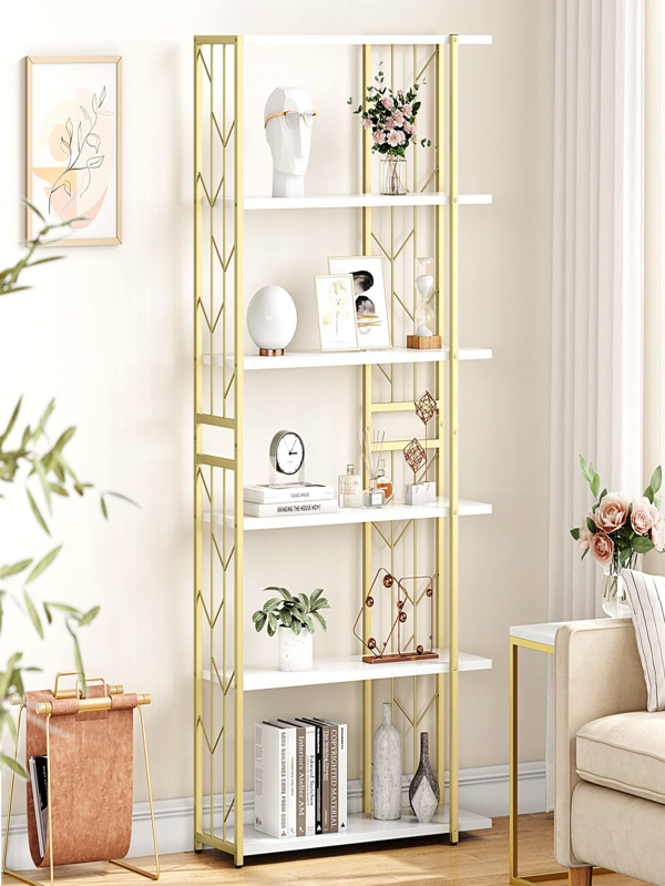 Bookshelf 6 Tier Storage Rack Shelf Bookcase Modern Tall Standing