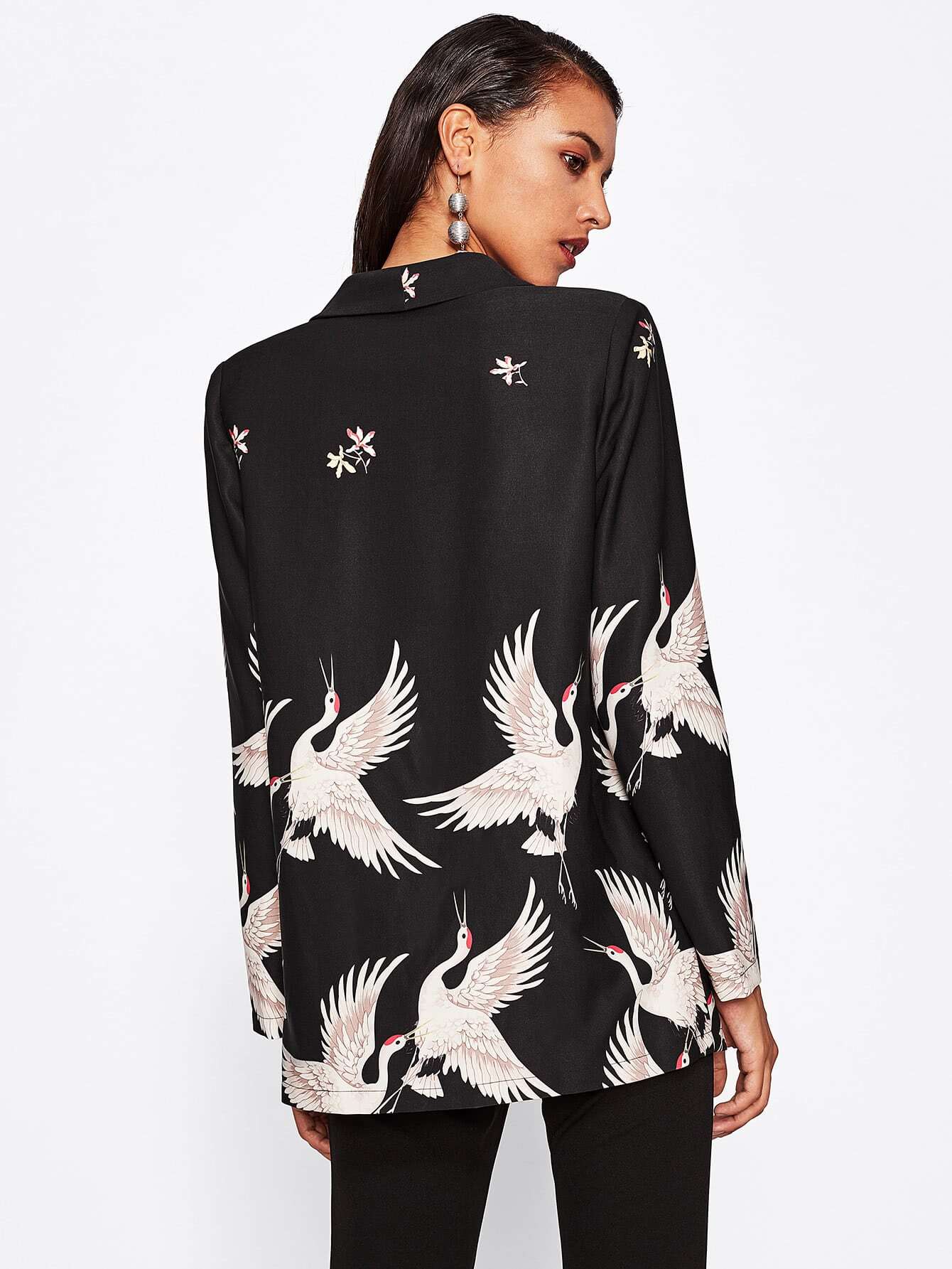 blazer mit kranich vogelmuster