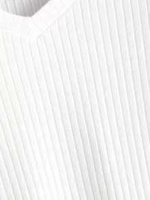 SHEIN Essnce 羅紋針織T - 白色 - 查看 3