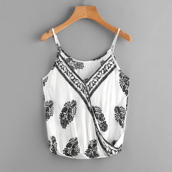 

Ornate Print Surplice Cami Top