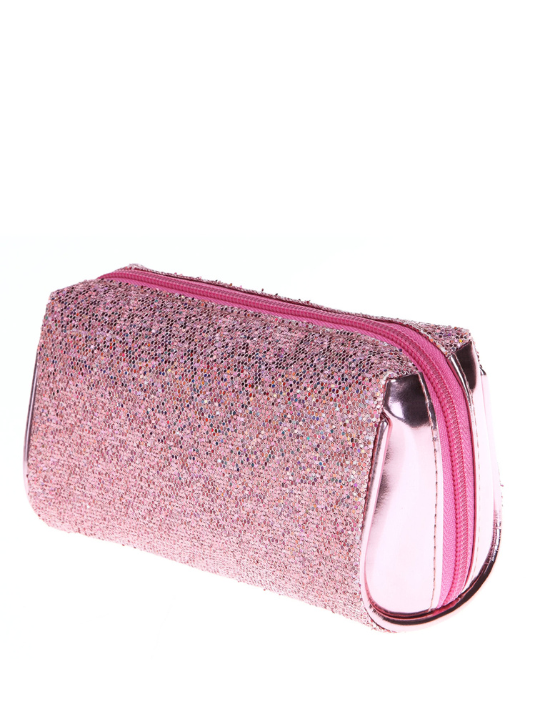 Glitter Cosmetic Pouch Bag - Pink - View 1
