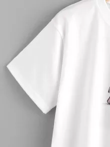 大象印花短款T - 白色 - 查看 4