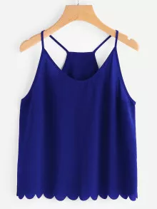 SHEIN Privé Scalloped Back Tulip Hem Cami Top - Royal Blue - View 1