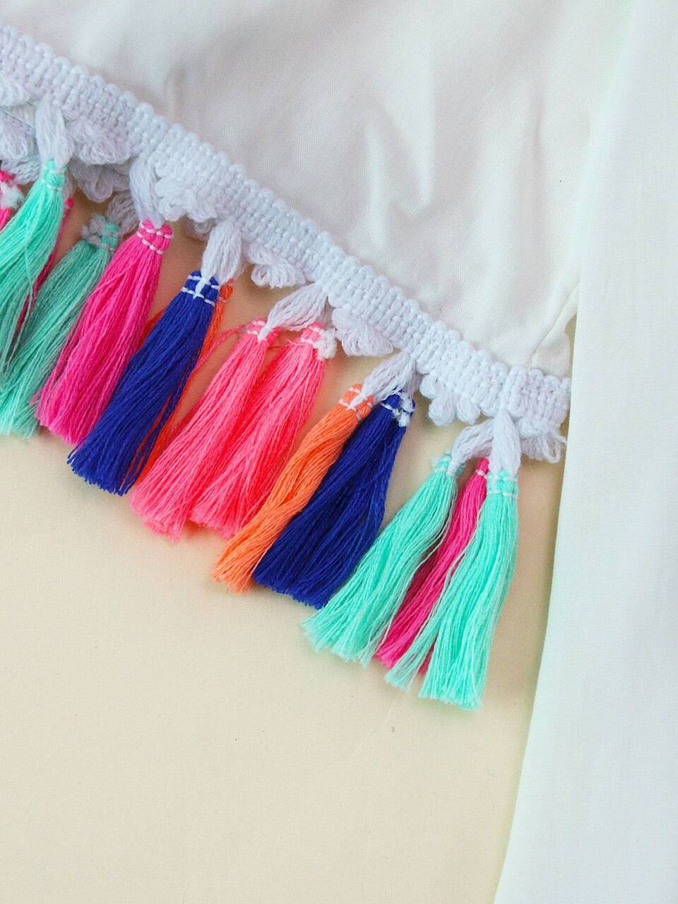 Off Shoulder Tassel Hem Blouse