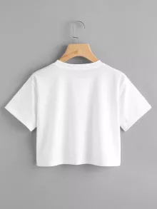 大象印花短款T - 白色 - 查看 2