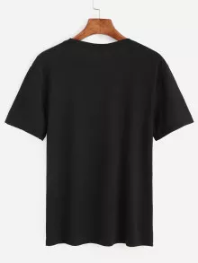 Letter Graphic T-shirt - Black - View 3