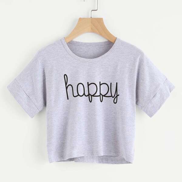 

Letter Print Slub Tee