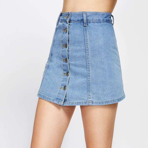 

Single Breasted Denim Skirt Shorts