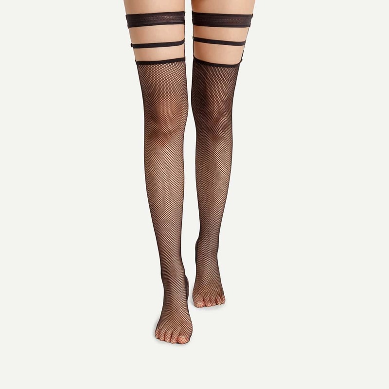 

Thigh High Fishnet Garter Socks, Clear