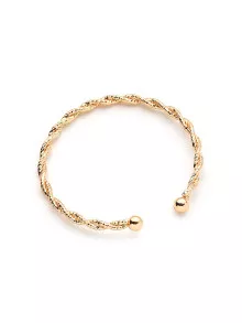 Plated Woven Design Bracelet - Yellow Gold - View 1