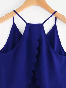 SHEIN Privé Scalloped Back Tulip Hem Cami Top - Royal Blue - View 3