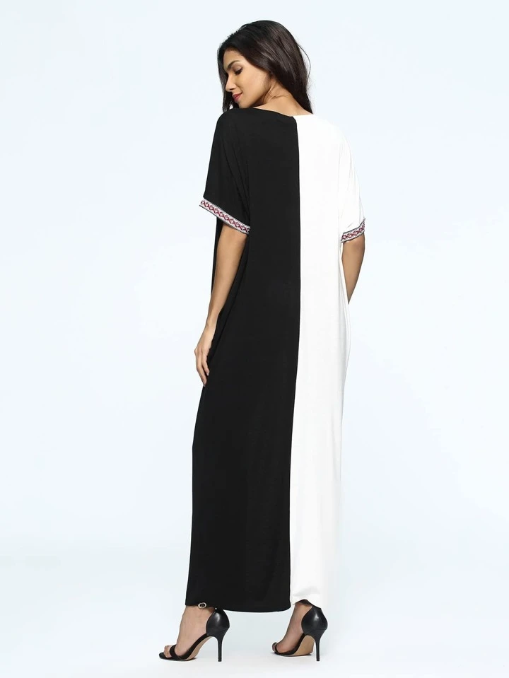 Our Color Block Woven Tape Maxi Dress is such a vibe - ROMWE